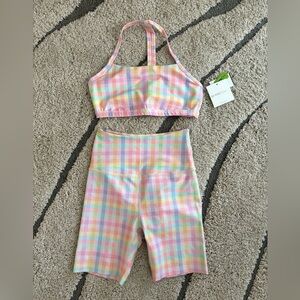 Beyond Yoga Pastel Plaid Athletic Shorts